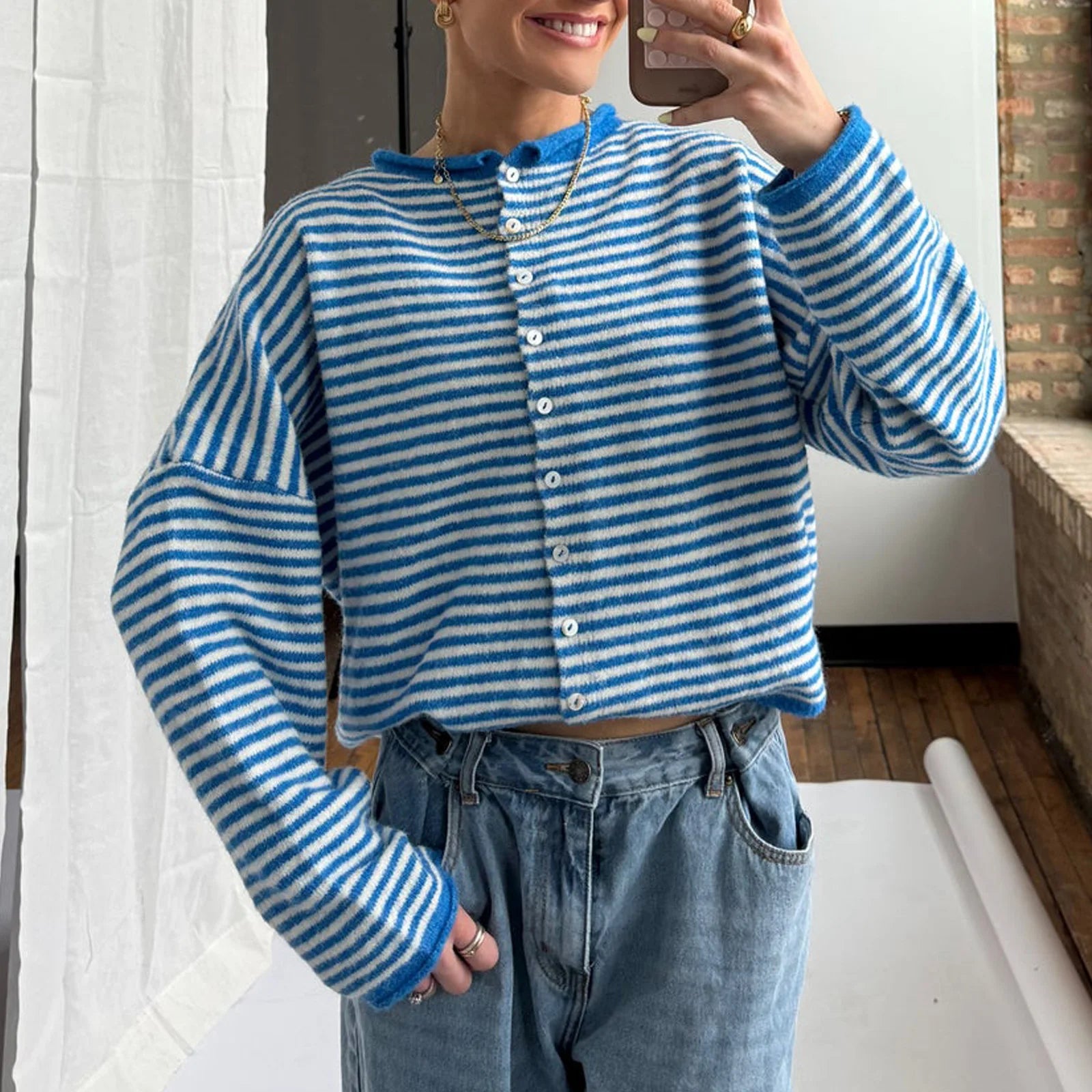Striped Y2K Knit Cardigan